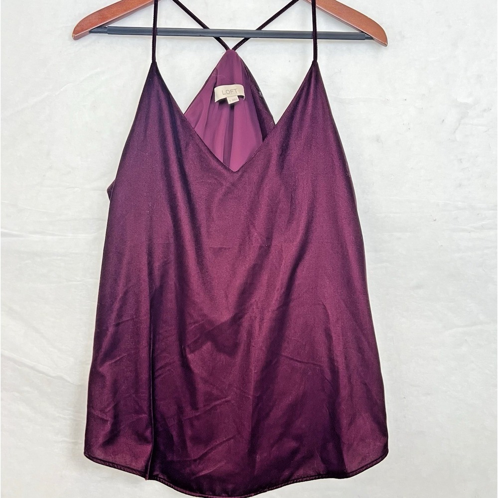 Velvet Cami Loft Whimsigoth Spaghetti Straps Burgundy Purple Flowy Top‎ Size S